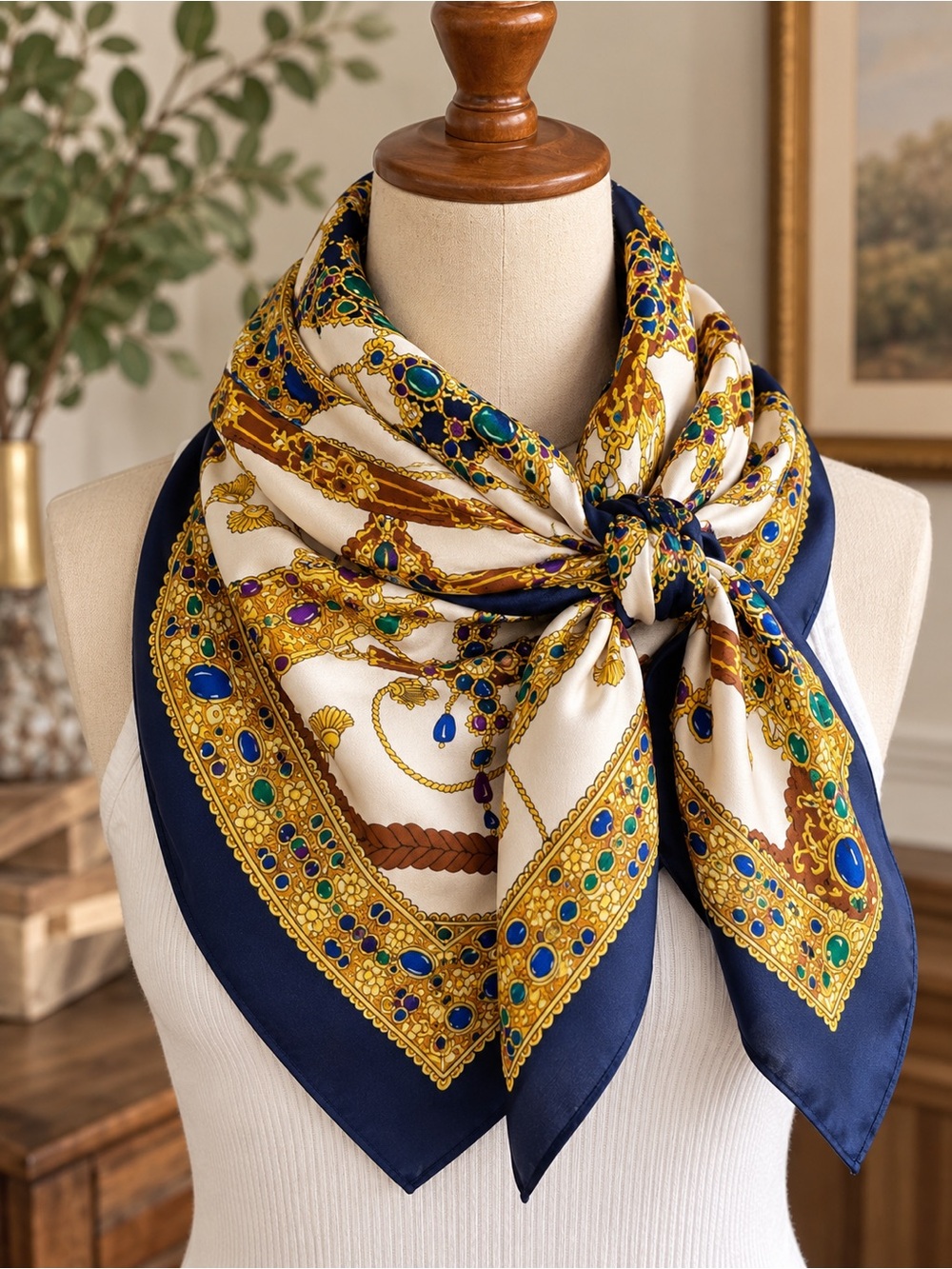 Haider Brothers Italy Large 53" Square Scarf Misto Cotton Silk Finish